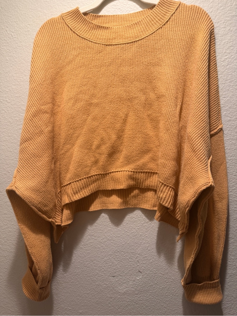 Free People Easy Street Cropped Sweater in Mustard